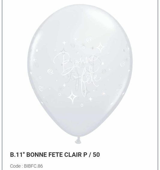 Latex bonne fête transparent écriture blanc