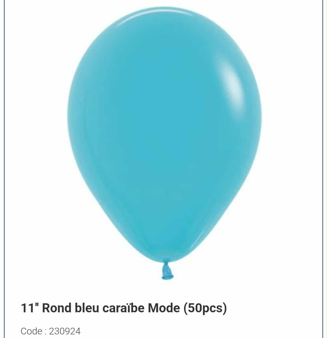 Latex turquoise caraibe 11 pouces