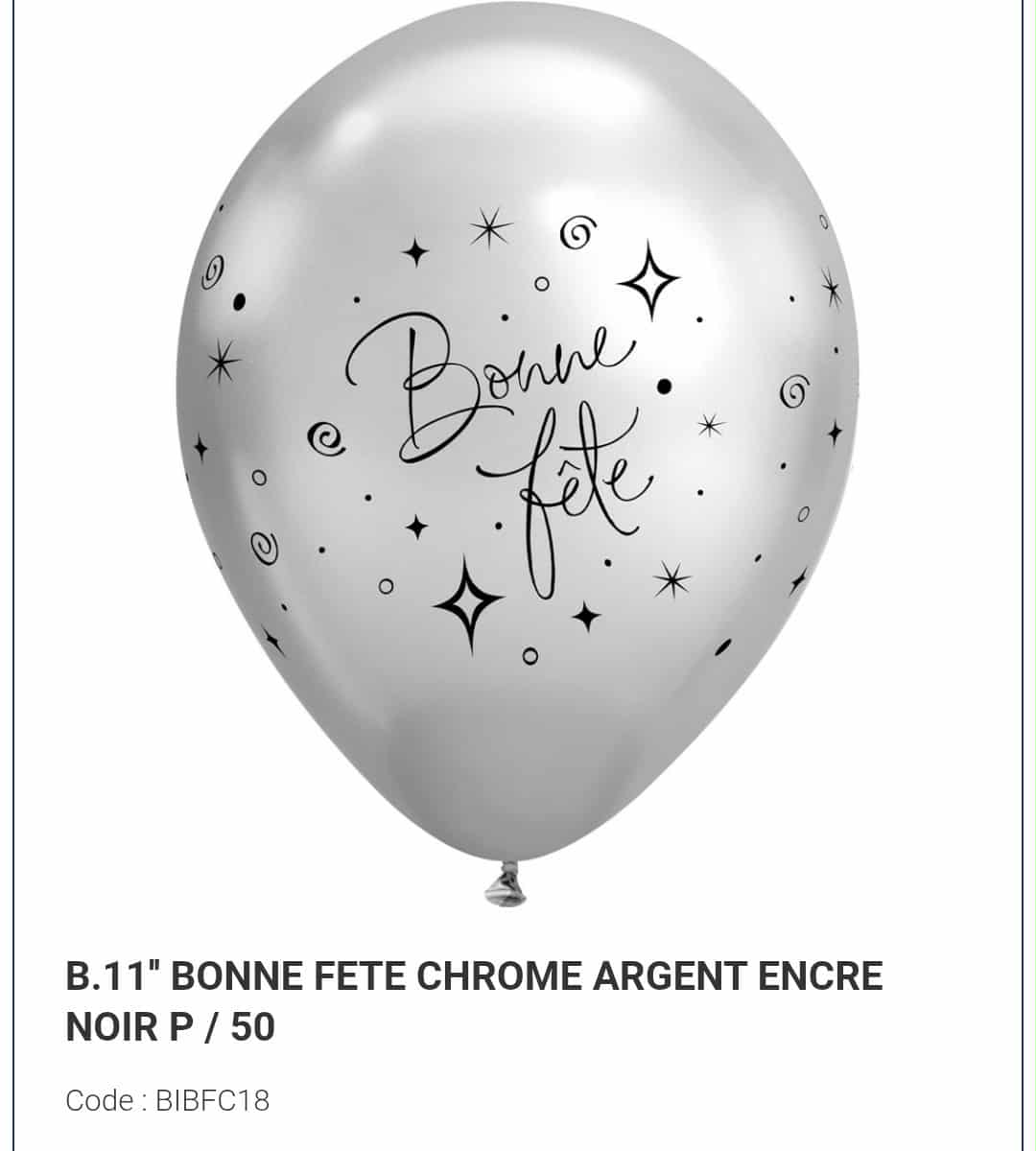 Latex bonne fête argent 11 pouces