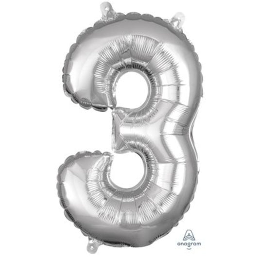 Ballon supershape chiffre argent 3