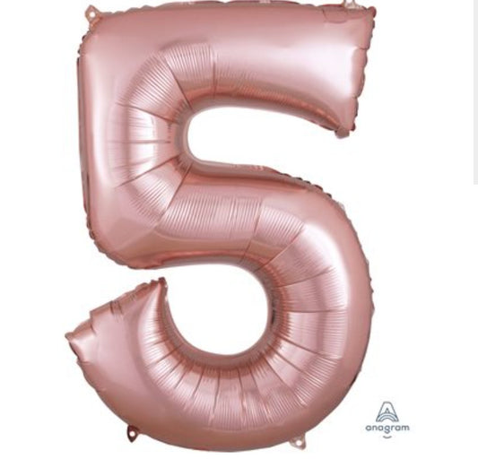 Ballon supershape chiffre rose gold 5