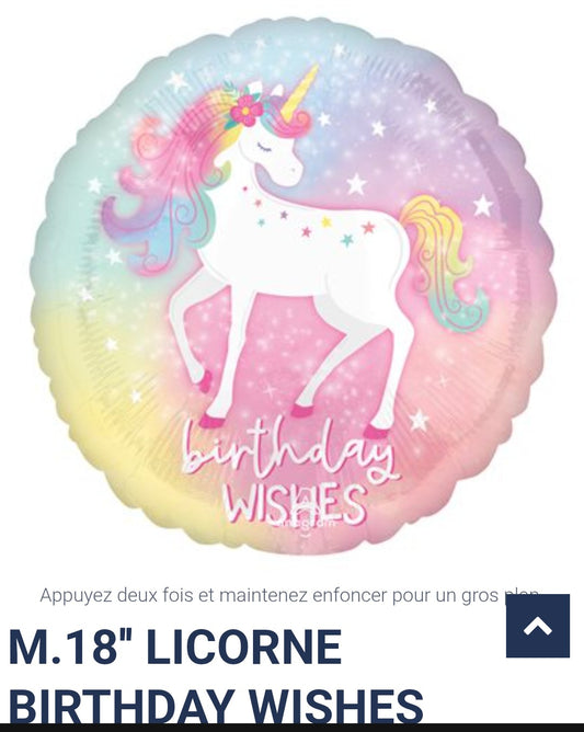 Ballon 18 pouces licorne pastel
