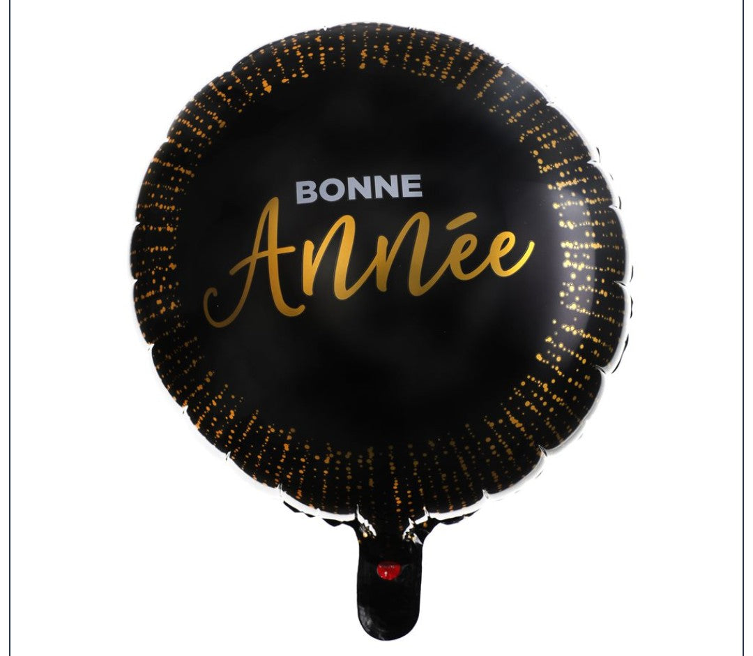 Ballon bonne année noir et or 18 pouces