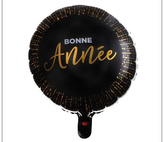 Ballon bonne année noir et or 18 pouces