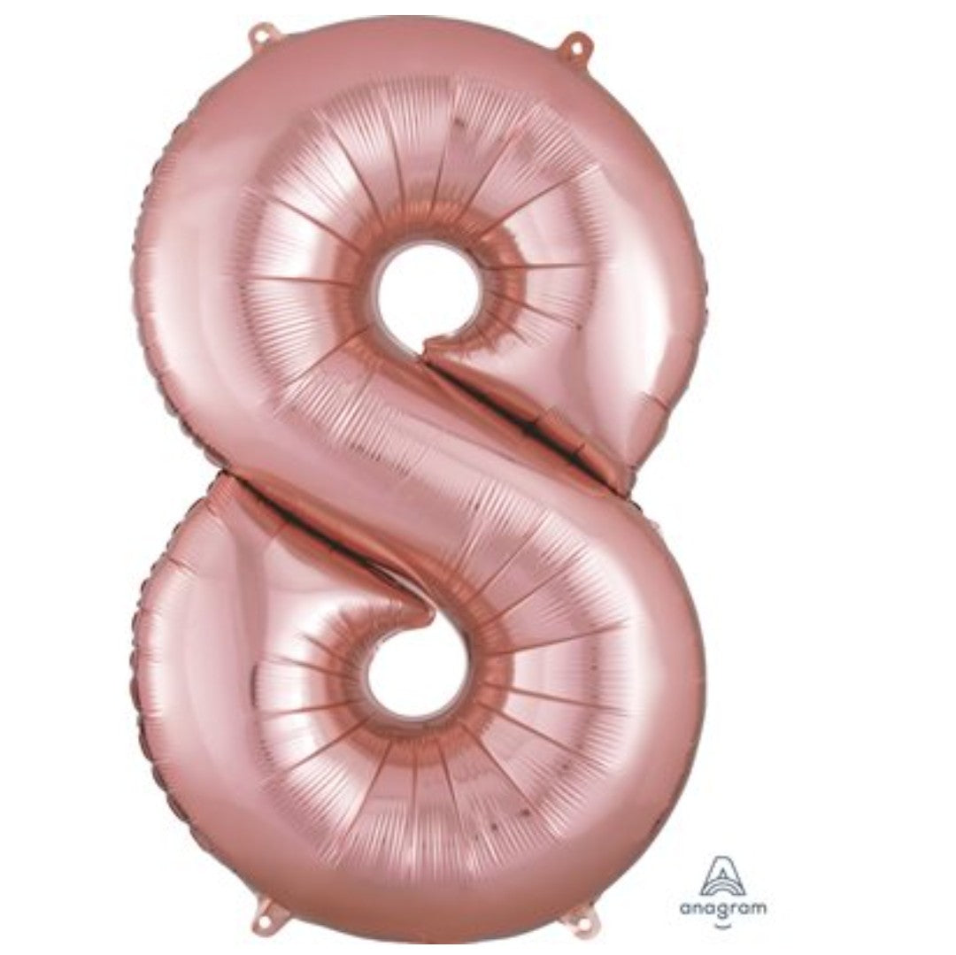 Ballon supershape chiffre rose gold 8