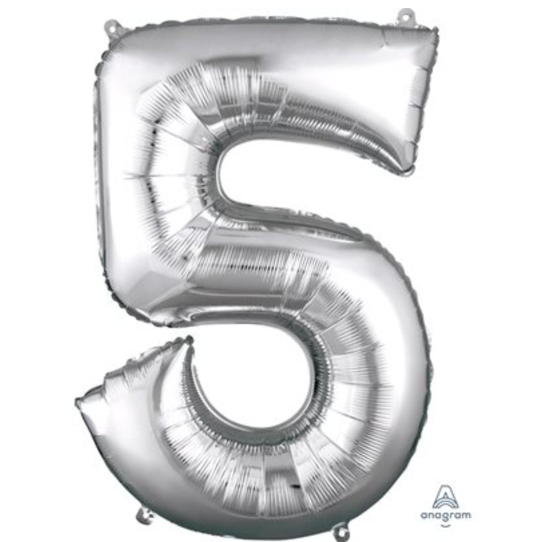 Ballon supershape chiffre argent 5