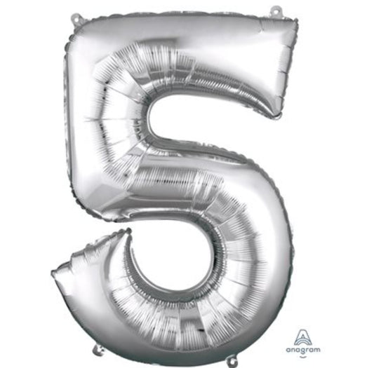 Ballon supershape chiffre argent 5