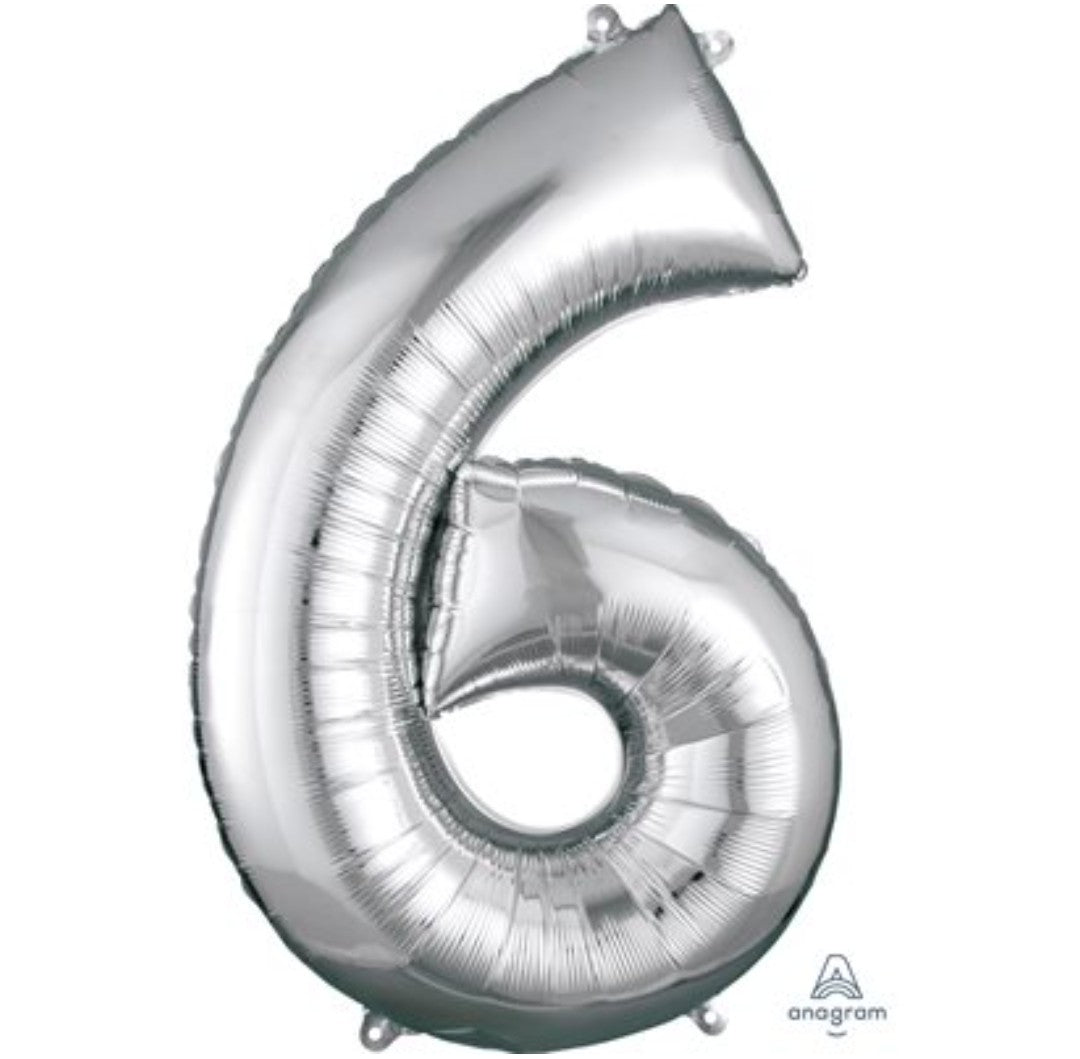 Ballon supershape chiffre argent 6