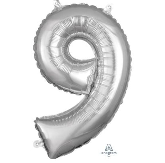 Ballon supershape chiffre argent 9