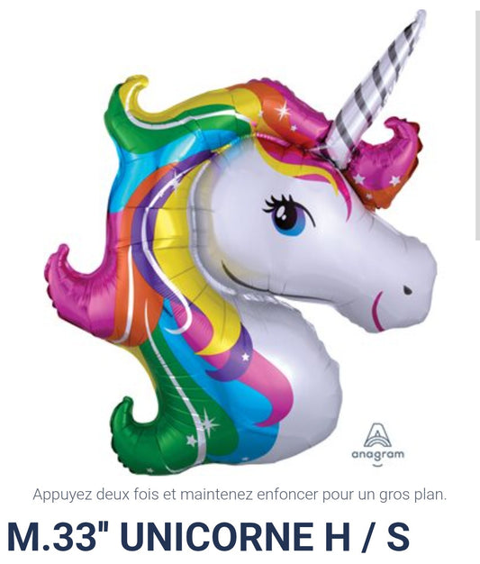 Ballon supershape licorne multicolore 34 pouces