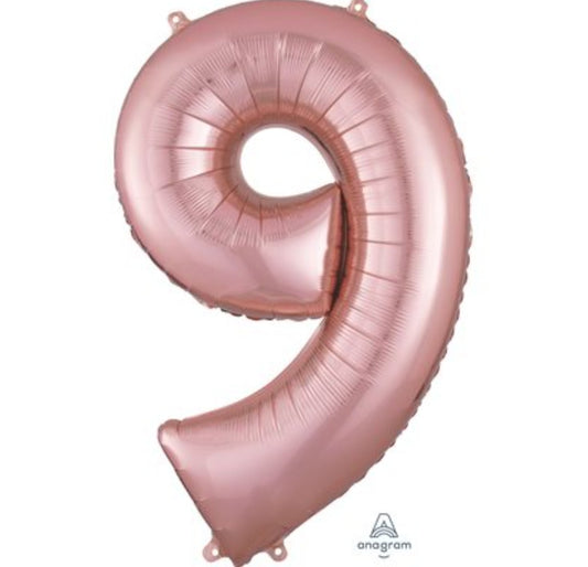 Ballon supershape chiffre rose gold 9