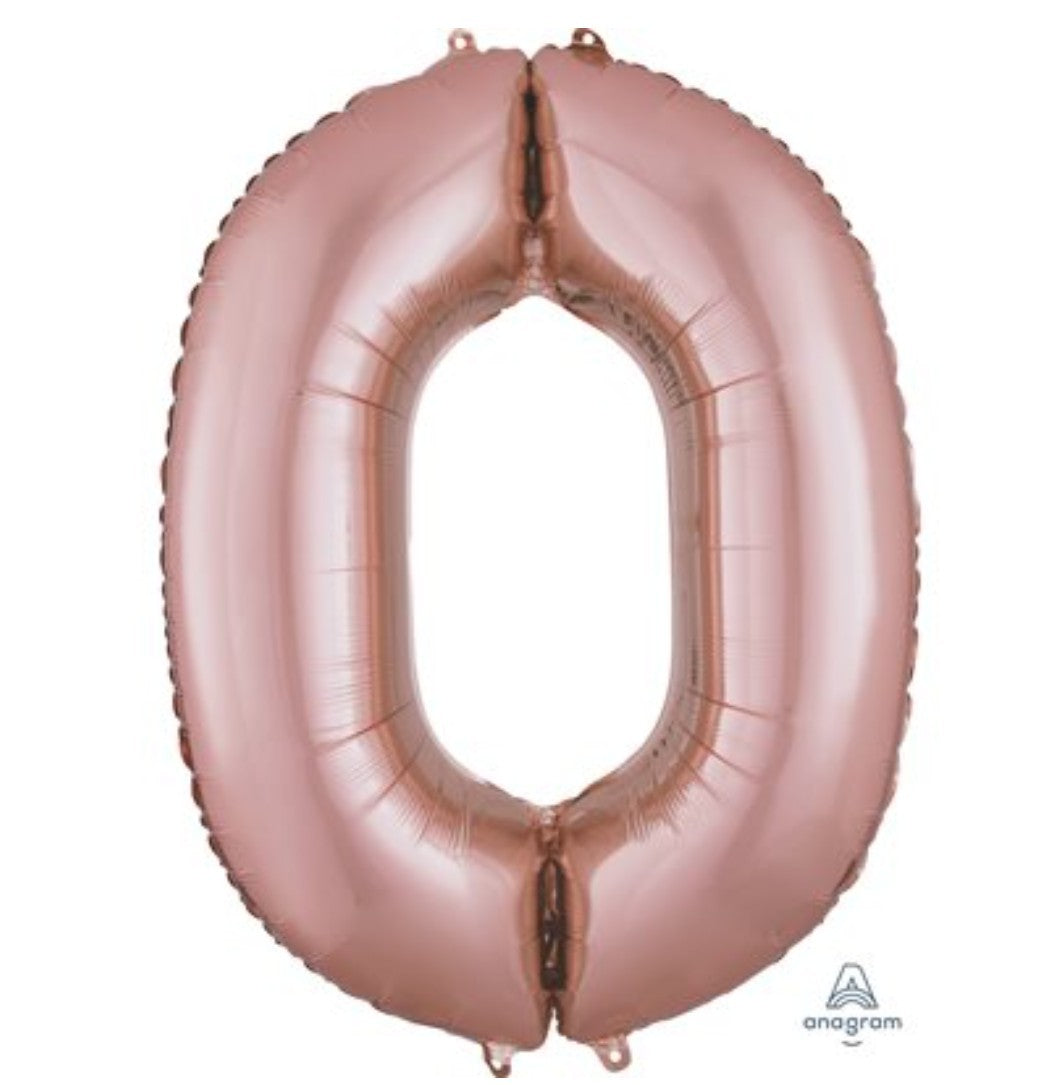 Ballon supershape chiffre rose gold 0