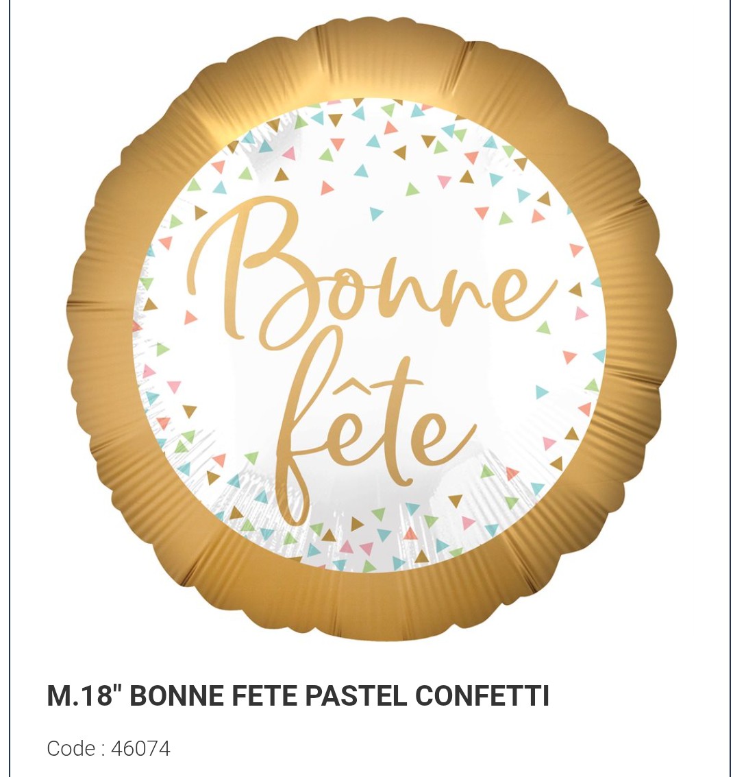 Ballon bonne fête or et confetti pastel 18 pouces