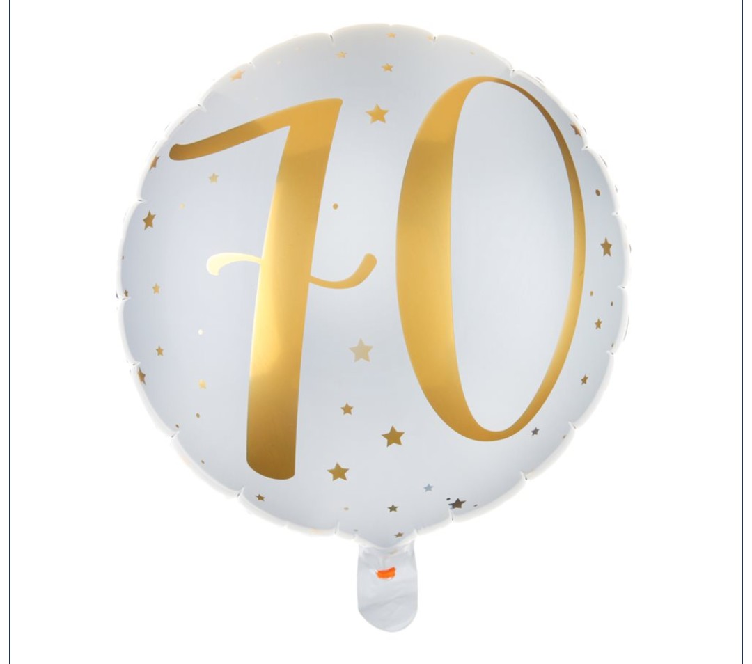 Ballon 70 ans or et blanc 18 pouces