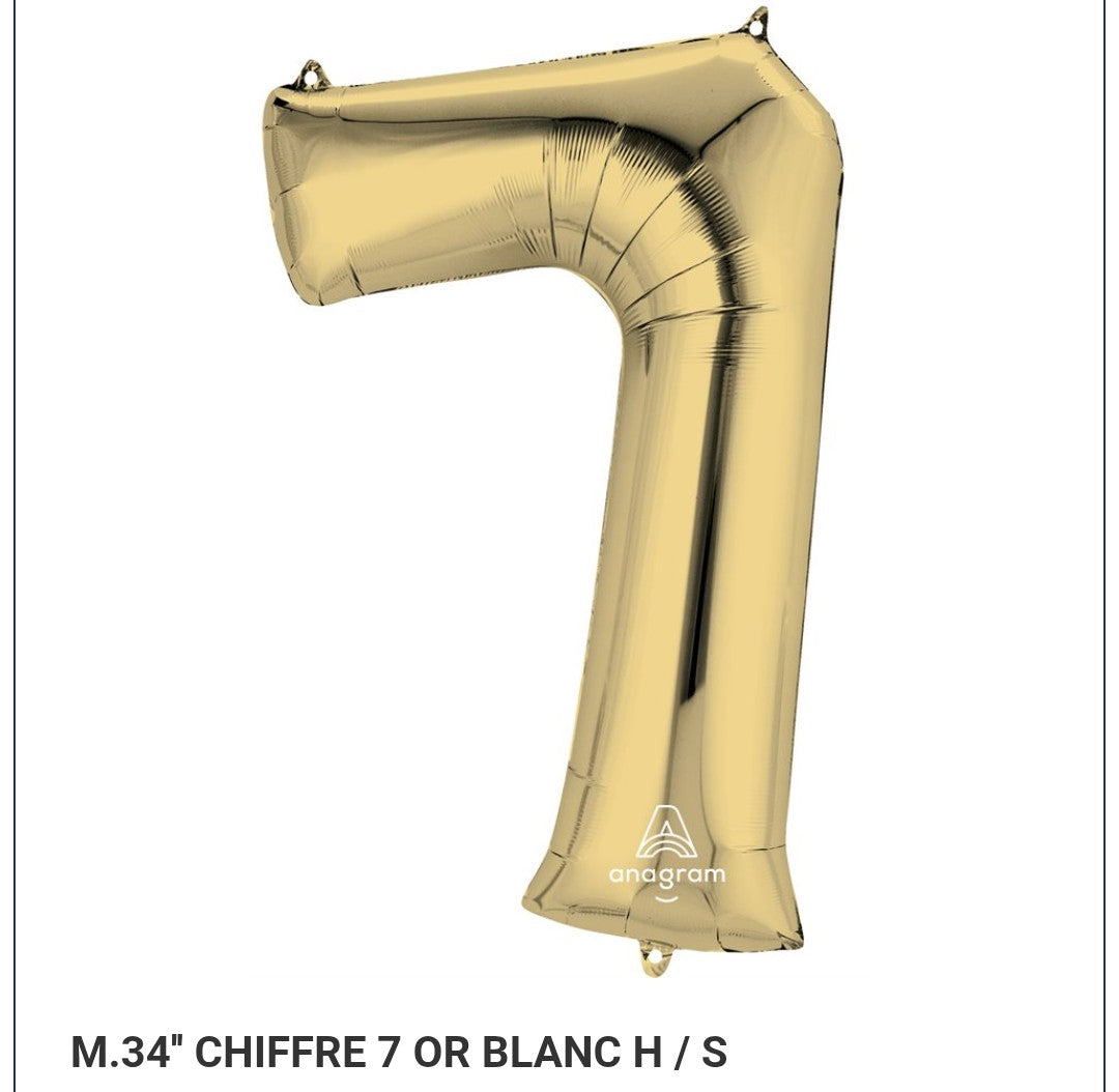 Ballon supershape chiffre or blanc 7