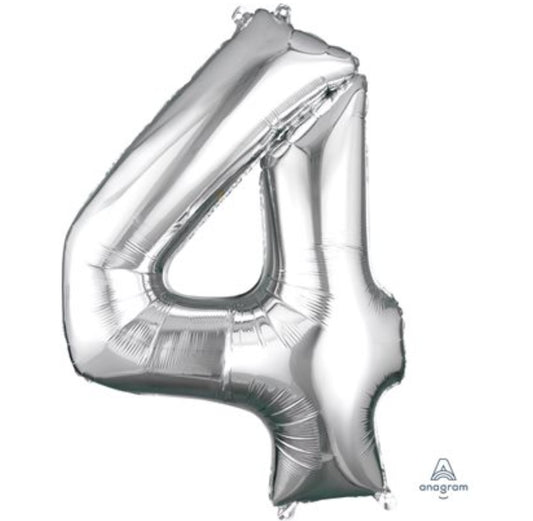 Ballon supershape chiffre argent 4