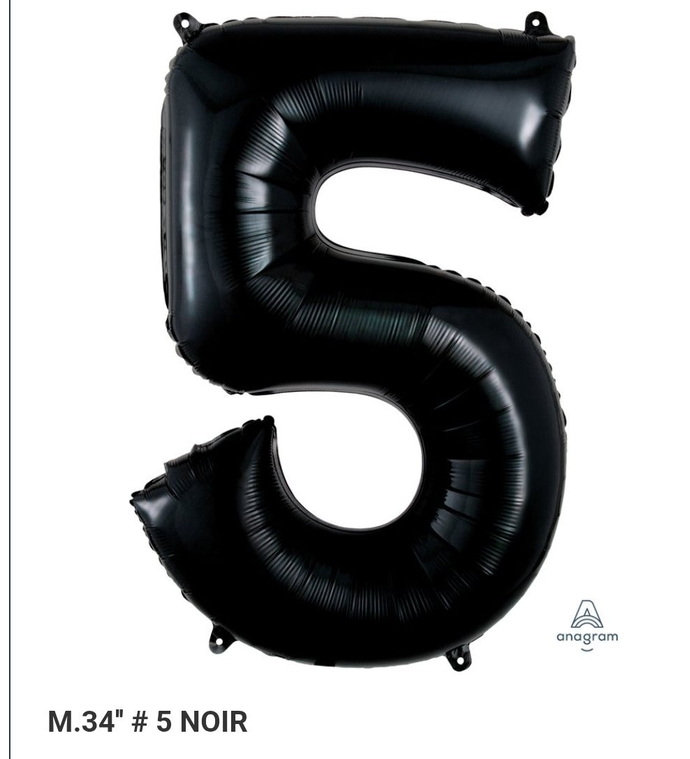 Ballon supershape chiffre noir 5