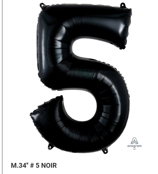 Ballon supershape chiffre noir 5