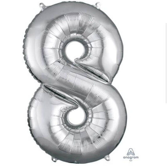 Ballon supershape chiffre argent 8