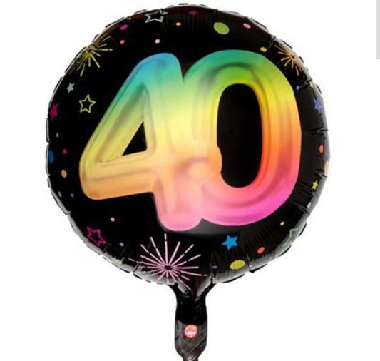 Ballon 40 ans fluo 18 pouces