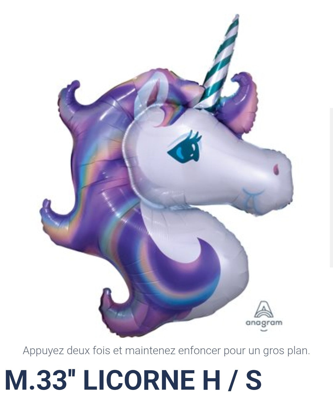 Ballon supershape licorne mauve 34 pouces