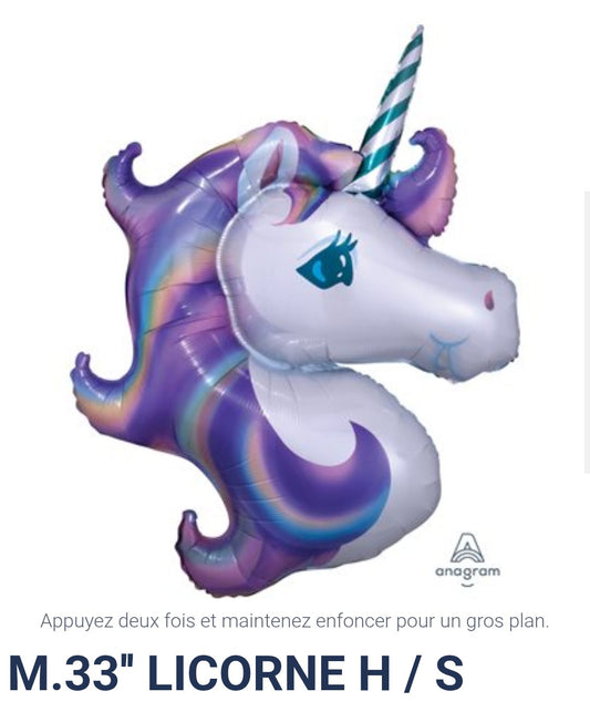Ballon supershape licorne mauve 34 pouces