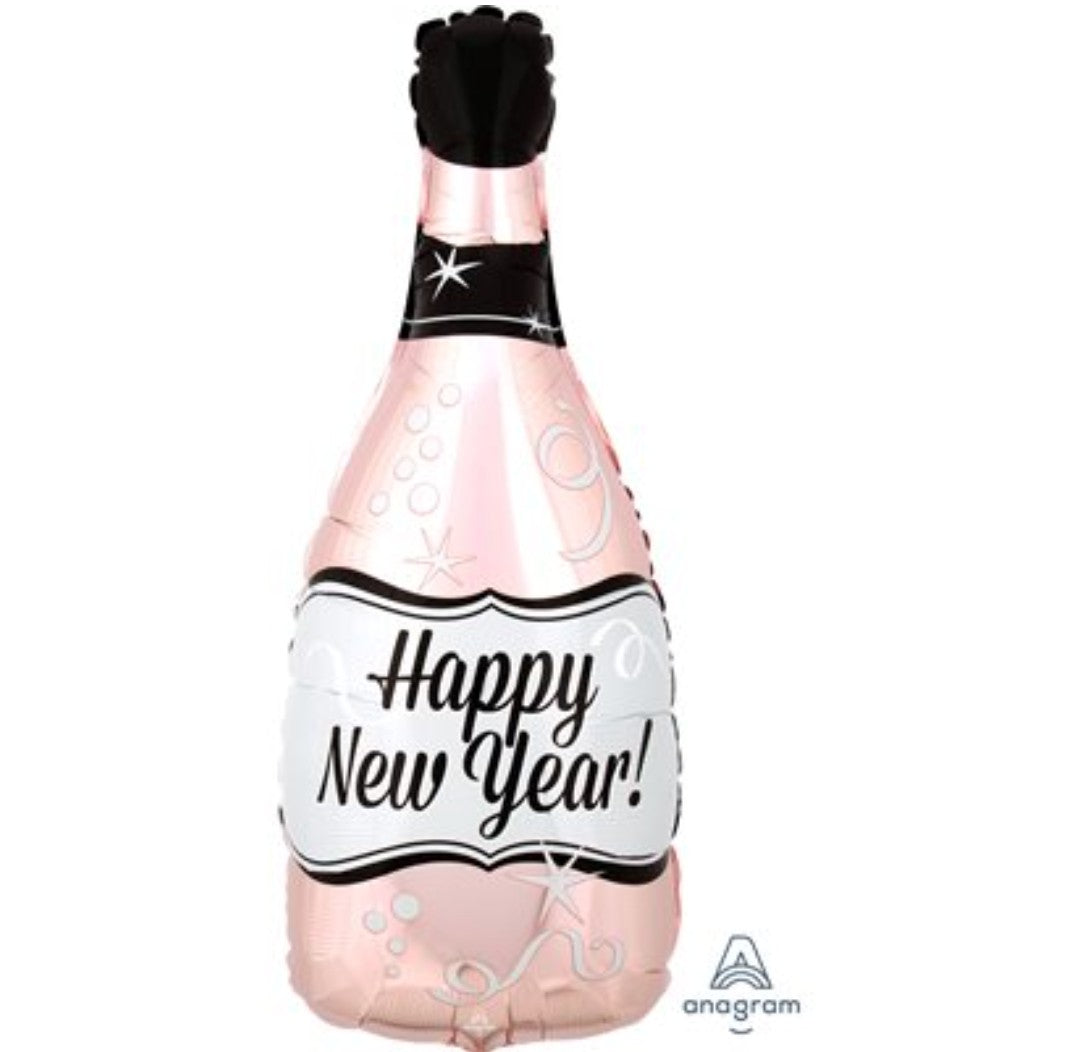 Ballon supershape happy New year bouteille champagne rose