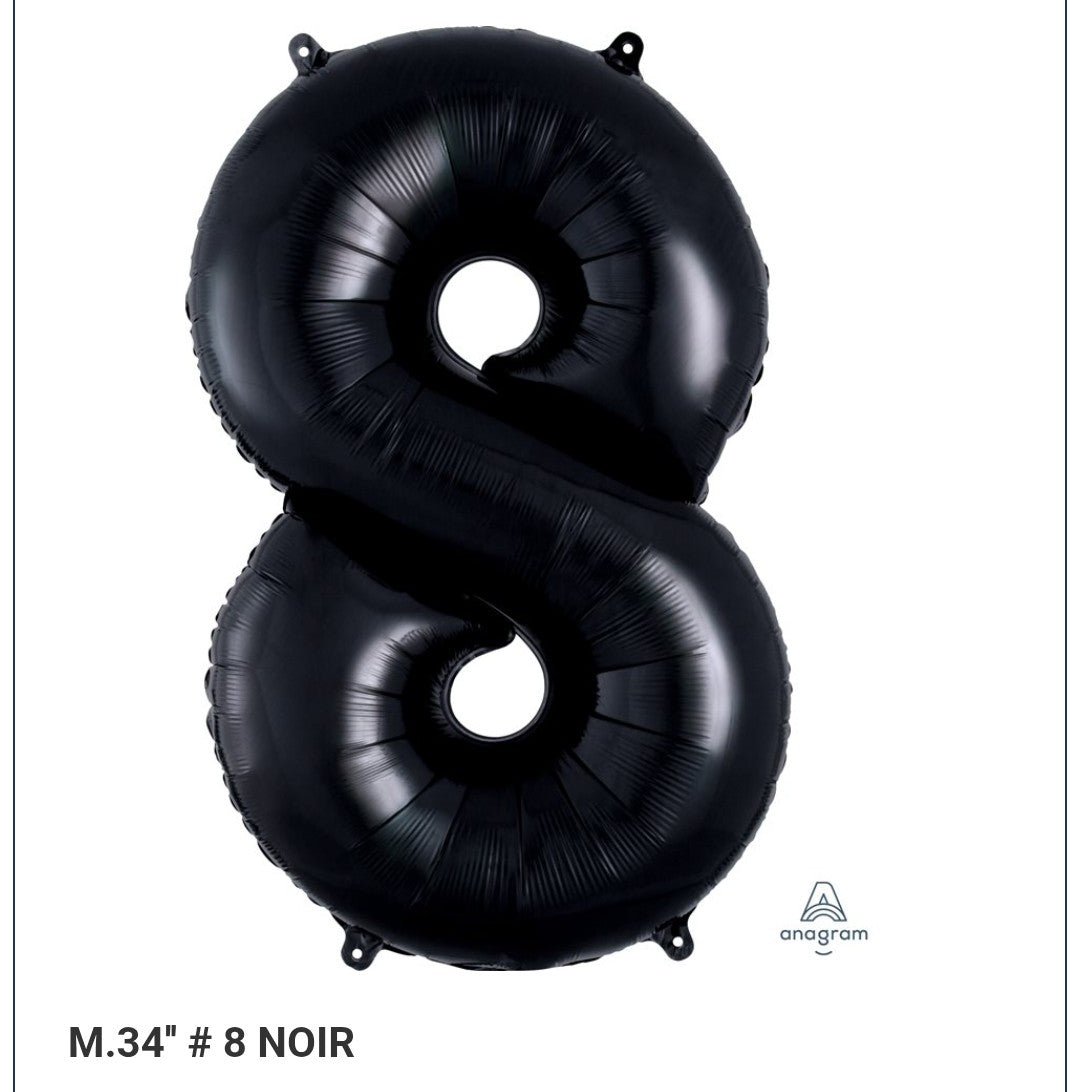 Ballon supershape chiffre noir 8
