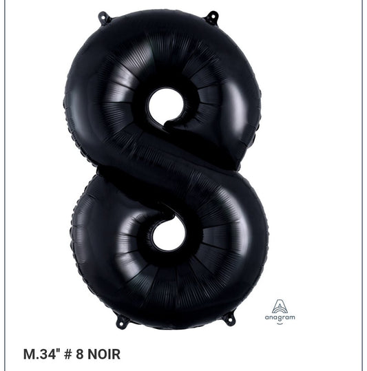 Ballon supershape chiffre noir 8