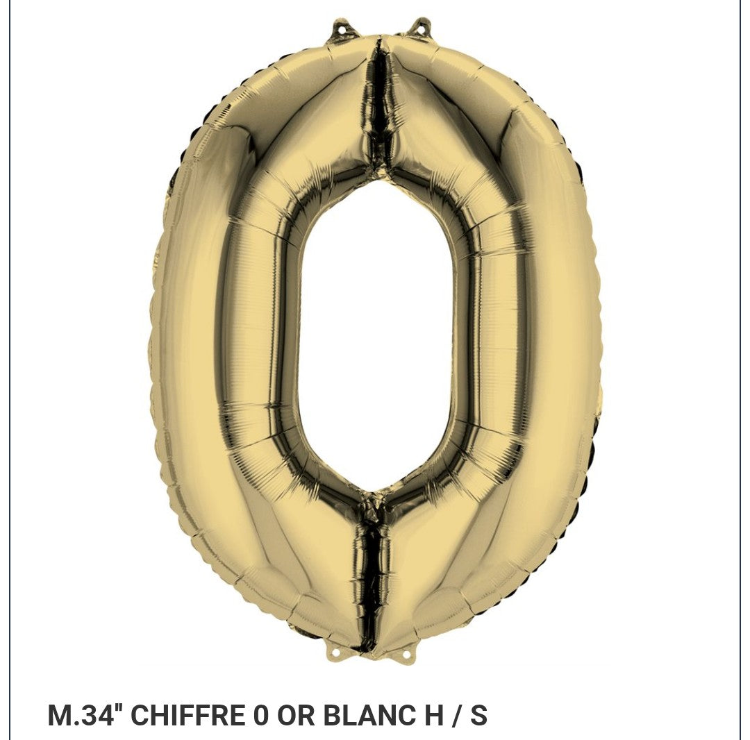 Ballon supershape chiffe or blanc 0