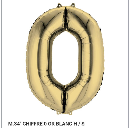 Ballon supershape chiffe or blanc 0