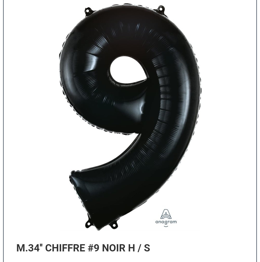 Ballon supershape chiffre noir 9