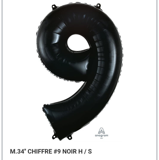 Ballon supershape chiffre noir 9