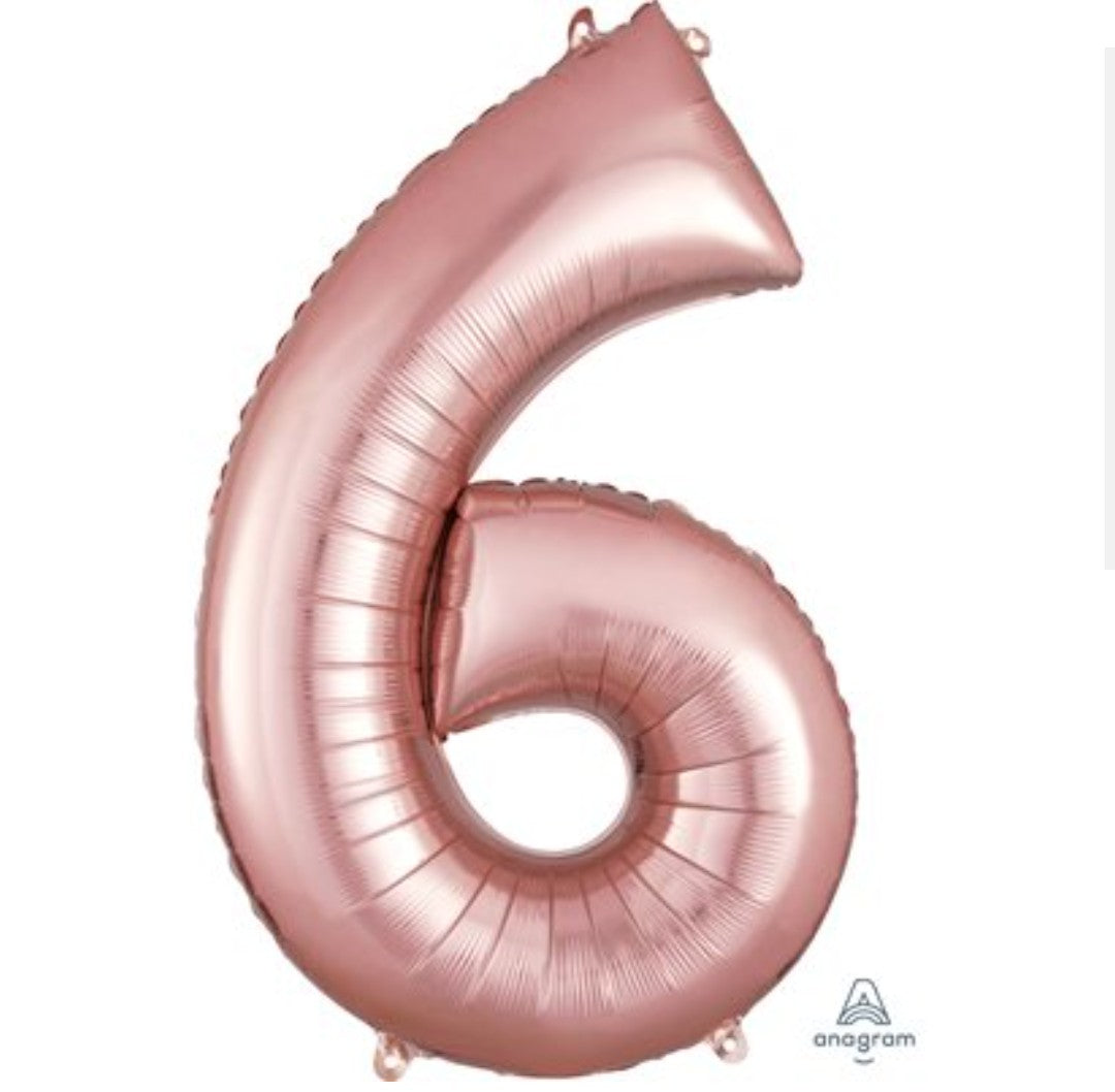Ballon supershape chiffre rose gold 6