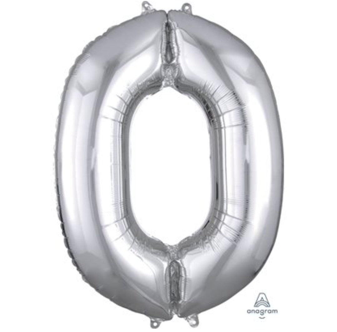 Ballon supershape chiffre argent 0