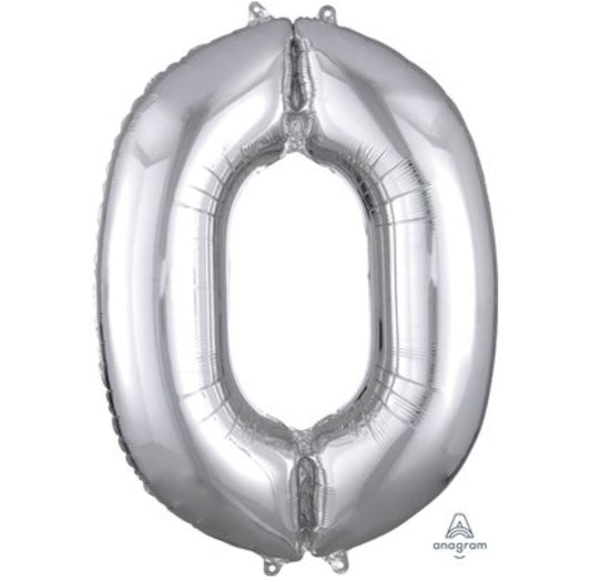 Ballon supershape chiffre argent 0