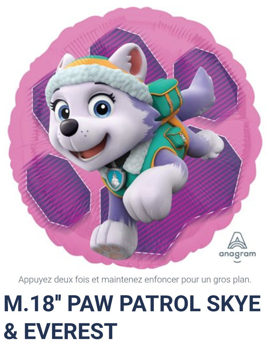 Ballon 18 pouces Stella et Everest pat patrouille