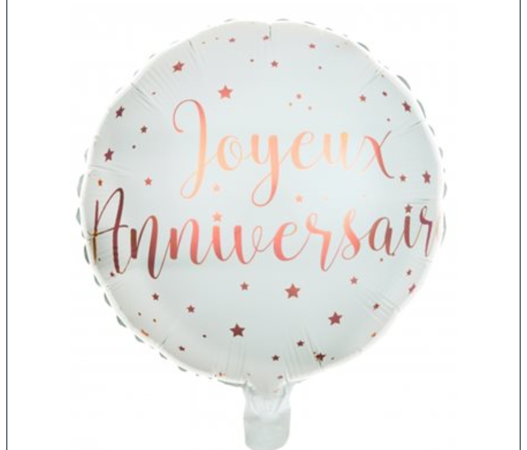 Ballon joyeux anniversaire blanc et rose gold 18 pouces