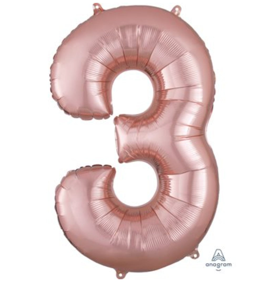 Ballon supershape chiffre rose gold 3
