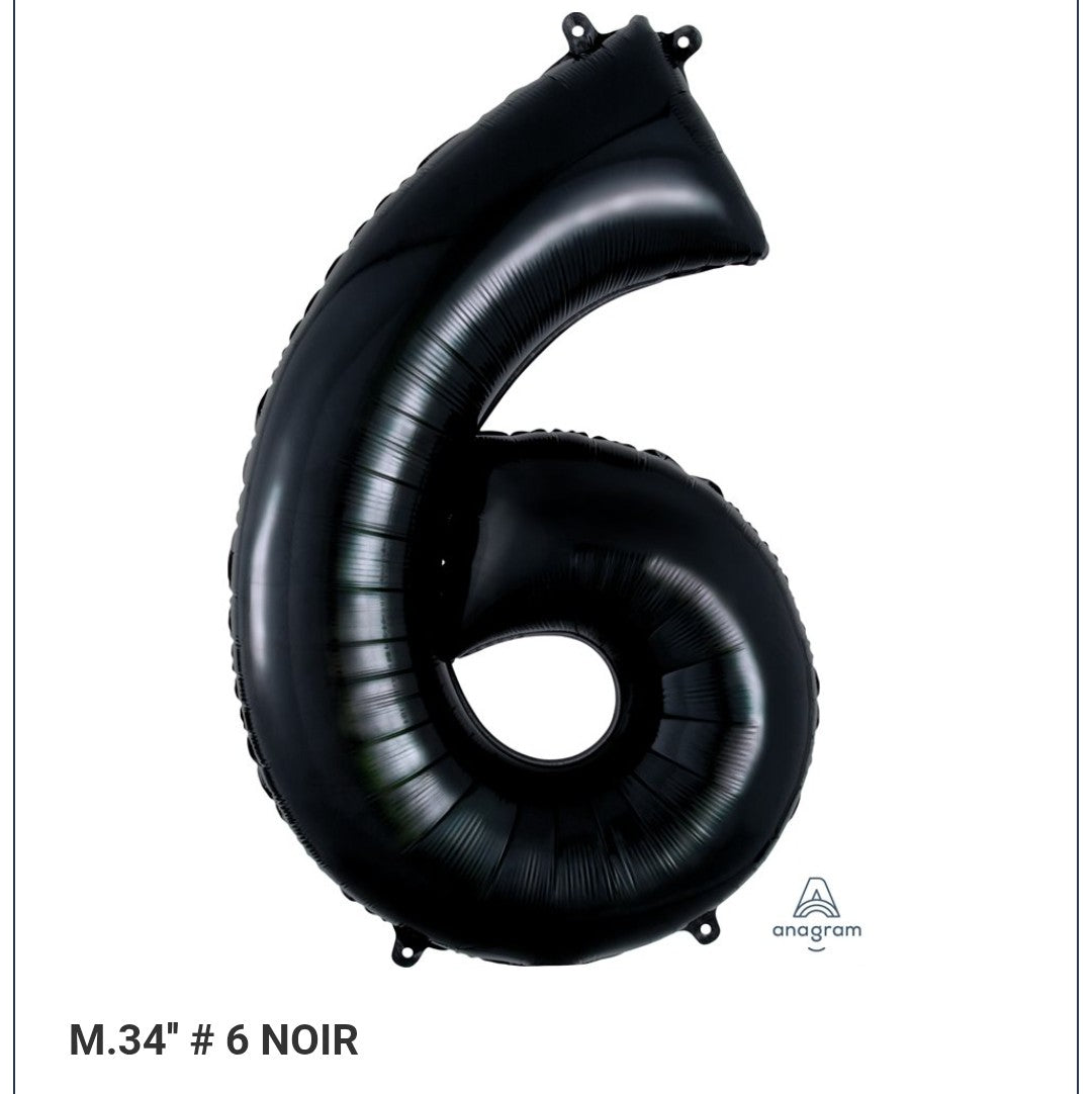 Ballon supershape chiffre noir 6