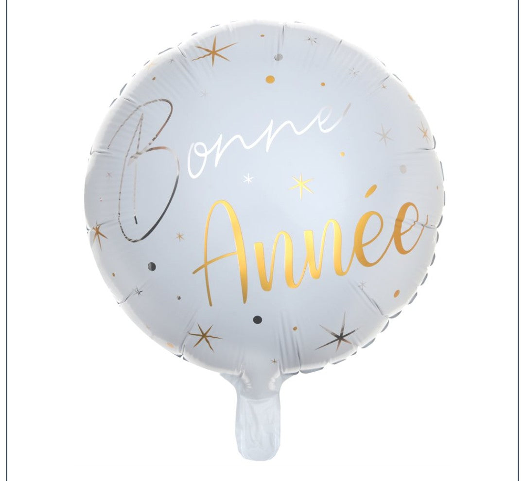 Ballon bonne année blanc et or 18 pouces