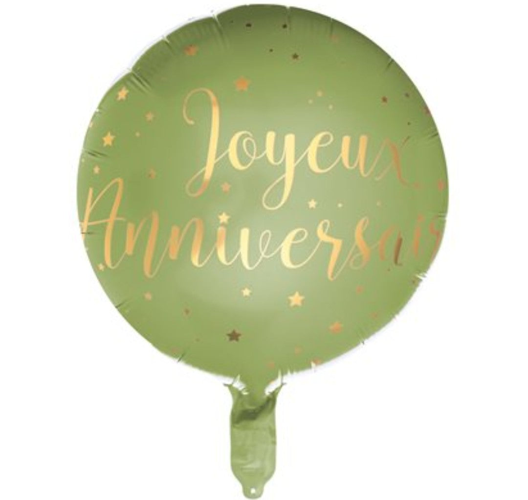 Ballon joyeux anniversaire vert menthe et or 18 pouces